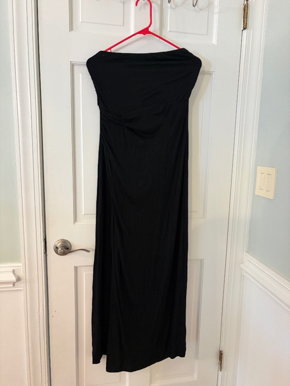 Black Strapless Ruched Maxi Dress